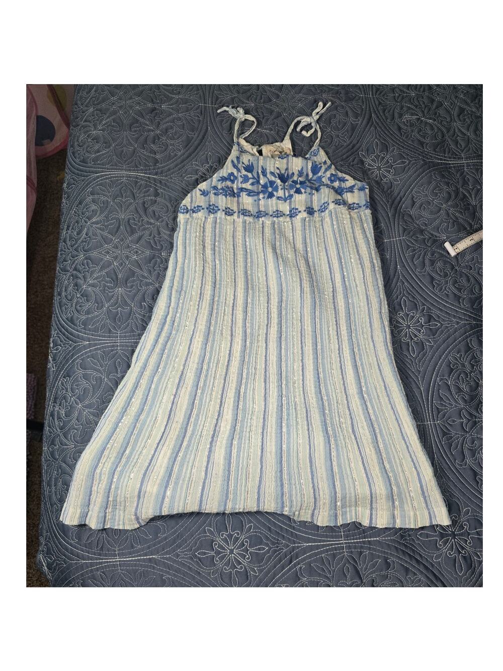 Girls Blue Floral Swing Dress Top Size 8